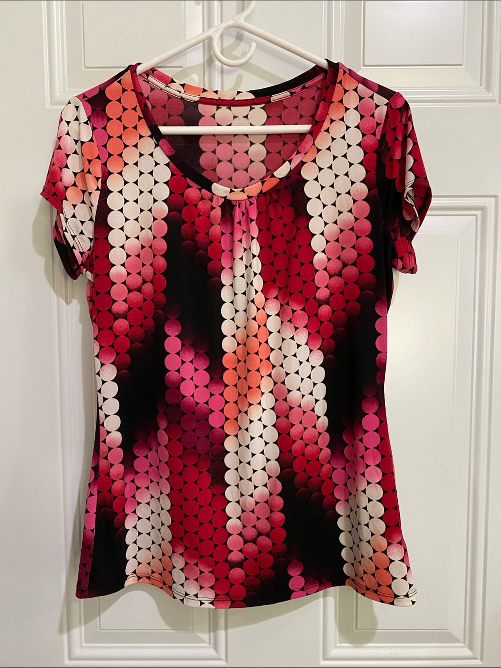 Worthington Pink, Cream & Black Geometric Short Sleeve Tee